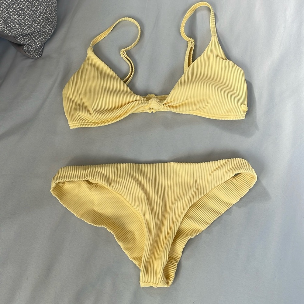 Roxy Ribbed Yellow Bikini Set